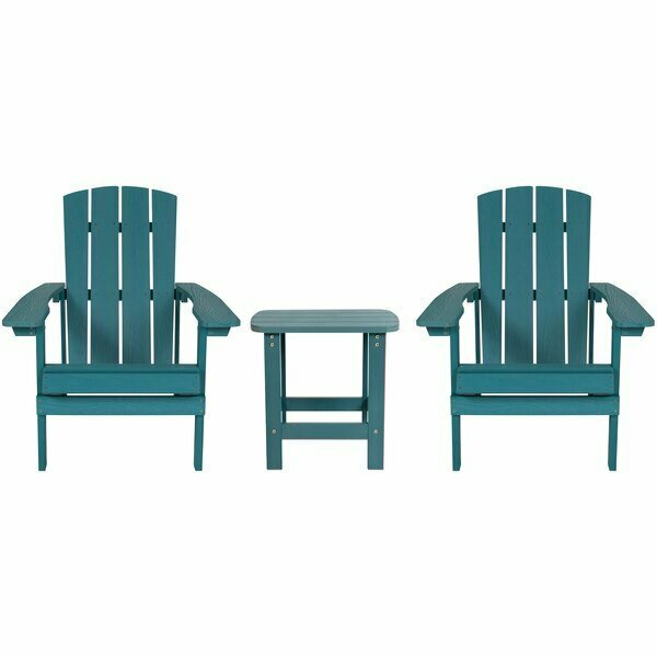 Flash Furniture Charlestown 2-Pack Sea Foam Faux Wood Folding Adirondack Chairs with Side Table 354C145012T1